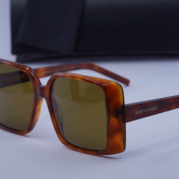 Saint Laurent SL451 005 Square Sunglasses - Havana/Brown - Picture 9 of 10